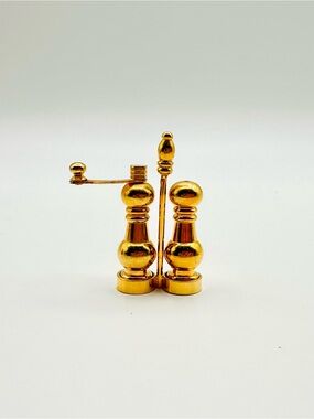Vintage Brass Miniature Pepper Grinder and Salt Shaker NIB